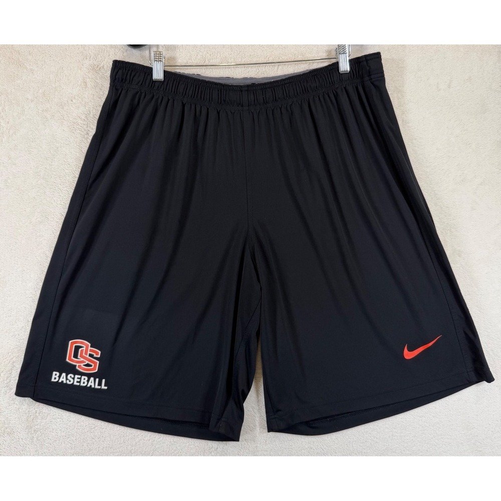 Nike Dri-FIT Mens Black OSU Baseball Athletic Training Shorts Orange Swoosh XXL